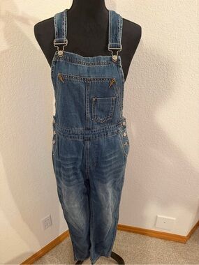 Women's Denim Blue Jean Overalls with Adjustable Straps